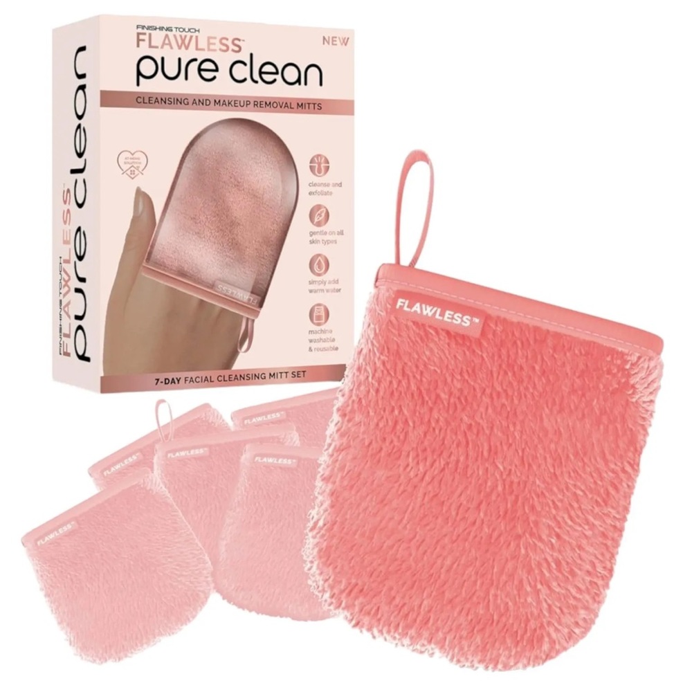 FINISHING TOUCH FLAWLESS pure clean ReUsable Cleansing & Makeup Removal Mitts
